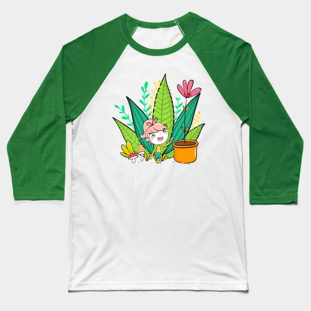 Maggie World botanic Baseball T-Shirt by AnaFonseca